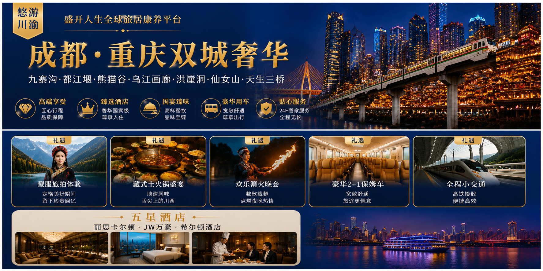 成都重庆双城奢华完整行程海报